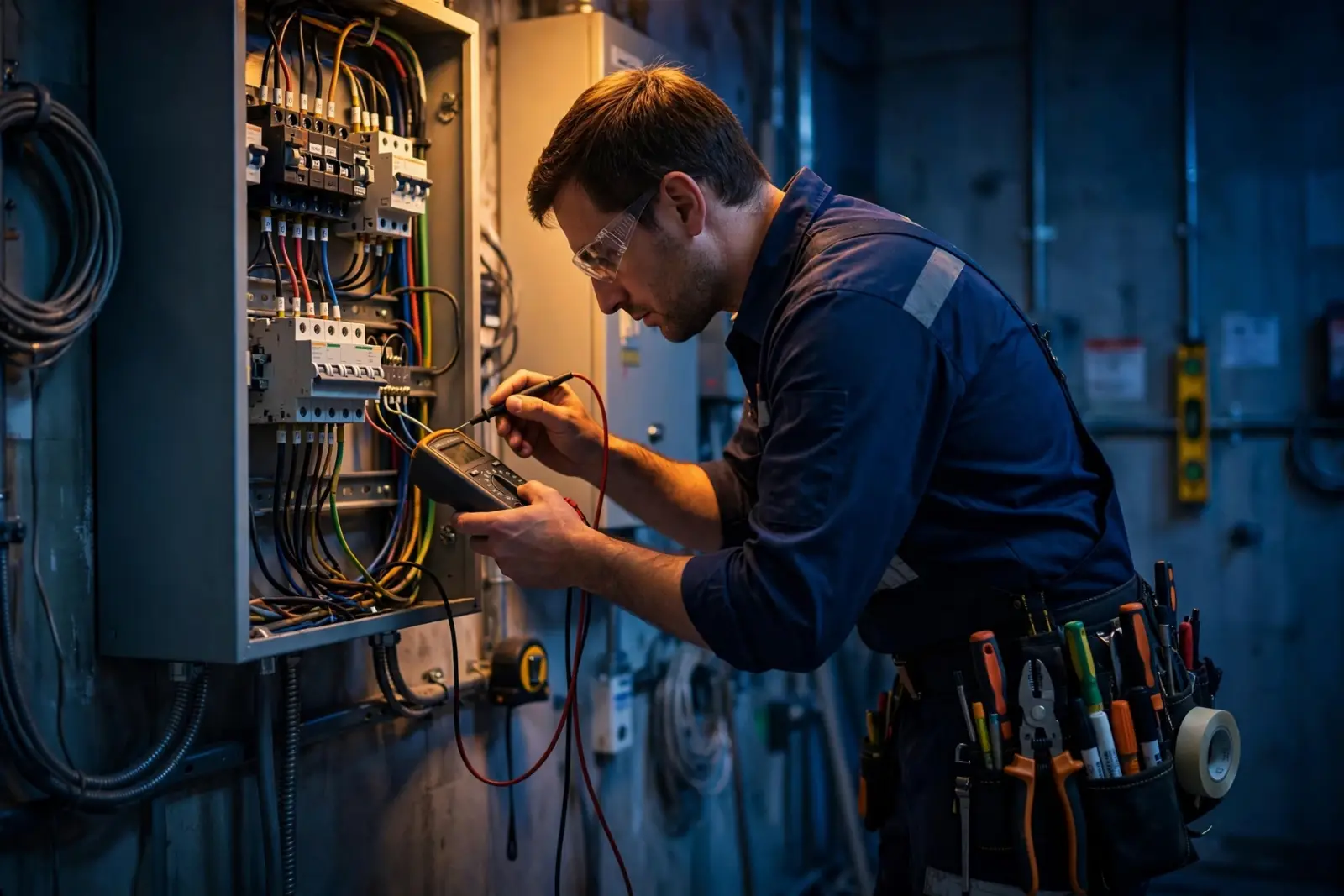 Electrician upgrading a home breaker panel